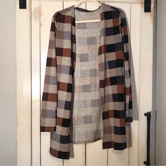 Emery Rose Plaid Open Front Coat / Cardigan. - Picture 1 of 2